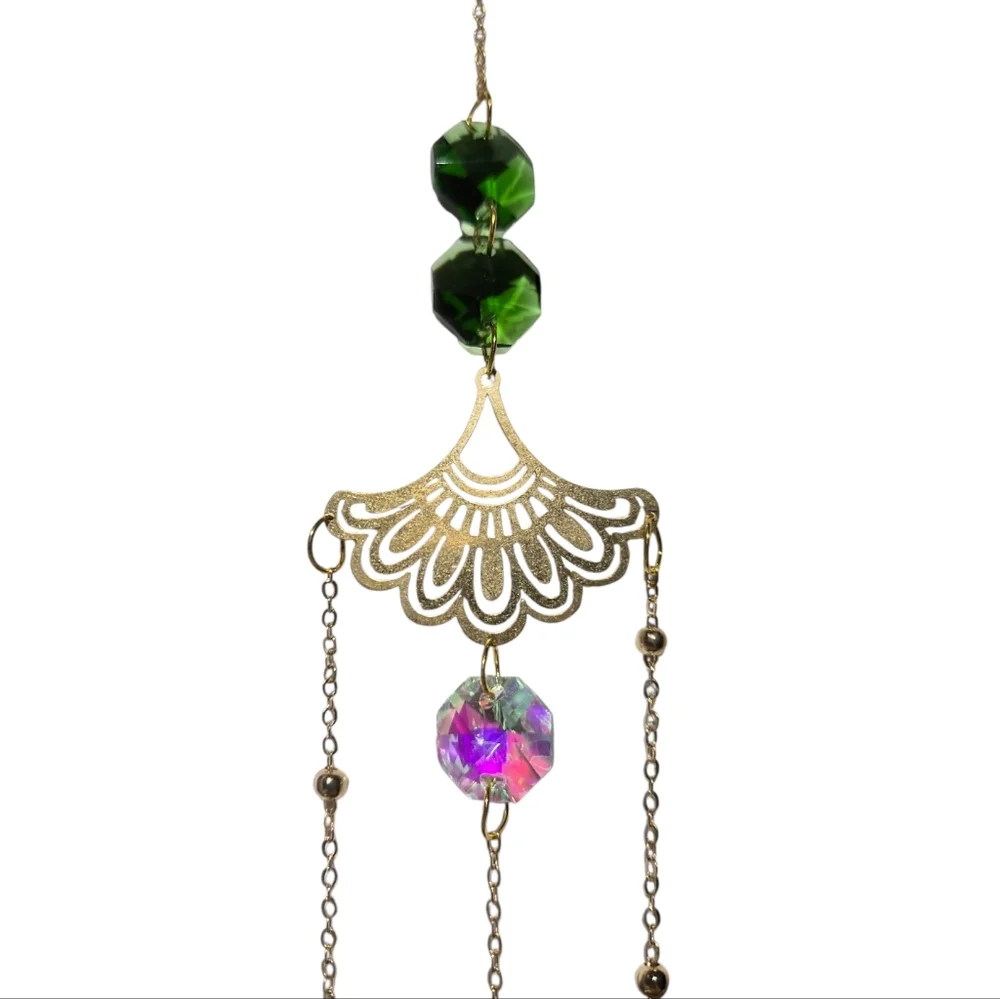 Hanging Crystal Bell Suncatcher Ornament iridescent